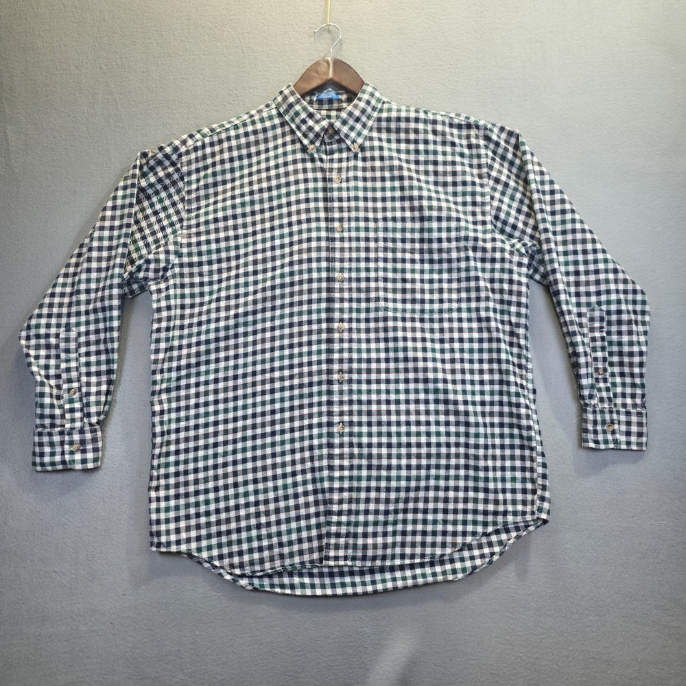 Pendleton Men's Green/Gray Plaid Long Sleeve Button Up Shirt Size Large